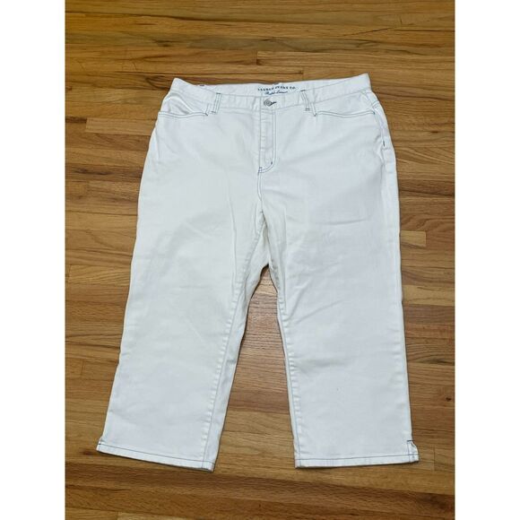 Lauren Ralph Lauren Women’s 14 White Denim Capri Jeans Classic Anchor Nautical - Picture 1 of 10